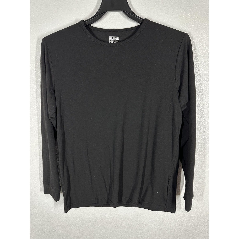 32 Degrees Heat Shirt Mens Large Black Long Sleeve Base Layer Thermal Crewneck